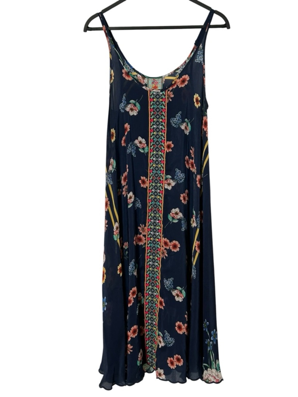 Johnny Was Taleah Floral Scoop-Neck‎ Sleeveless Flowy Dress Blue Size XS